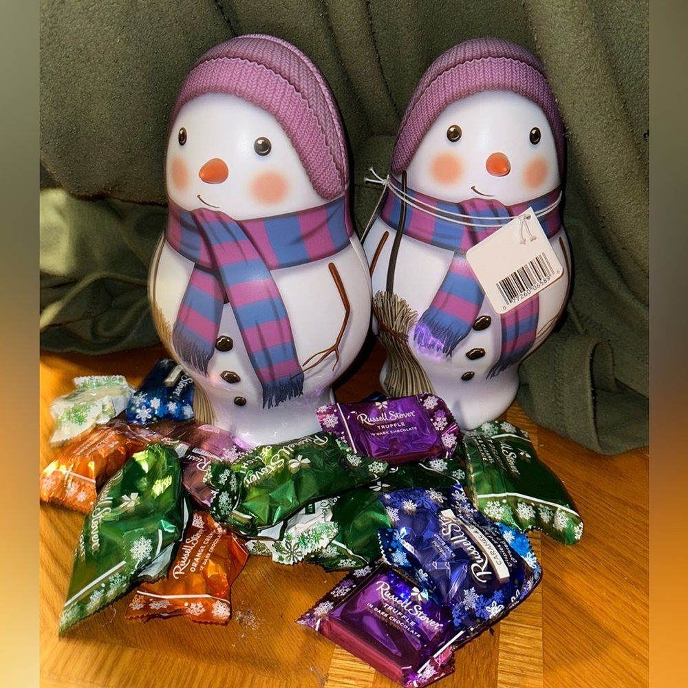 2 SNOWMEN CONTAINERS FOR CANDY